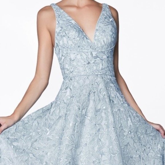 BLUSH V-Neck Sleeveless A-Line Prom Dress CDCK834 - Picture 4 of 8